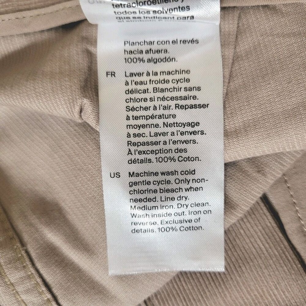 COS 12 New Womens Organic Cotton Corduroy Chino Pants Beige Straight High Rise - Picture 6 of 9